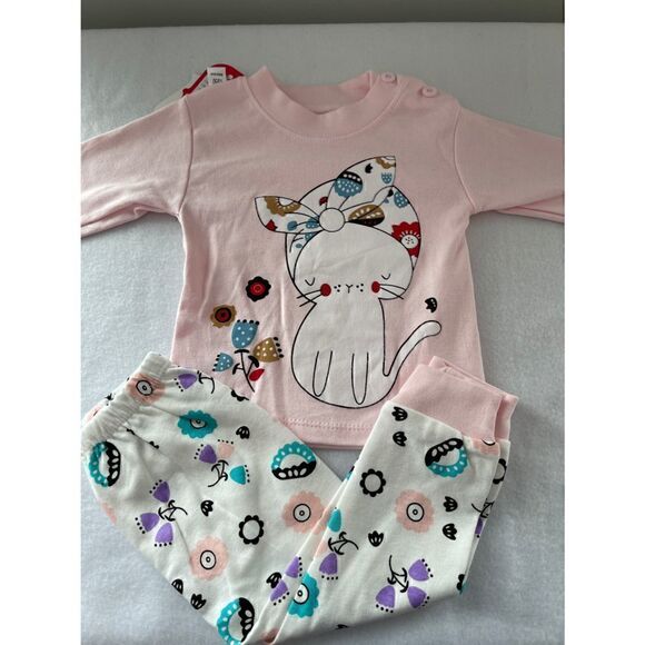 π·Baby Toddler two piece pajama set, adjustable Pink Long Sleeve top w/ Leggings - Picture 3 of 4